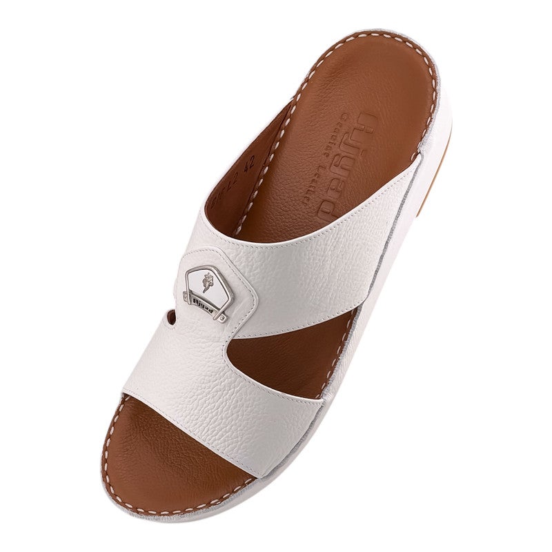 AJYAD Handmade Arabic Sandals For Men | Outdoor Mens Slippers | Everyday Flip Flops Open Toe | Arabic Genuine Shamwa Leather | New Design | Tan Footbed | Comfortable & LightWeight - Image 3
